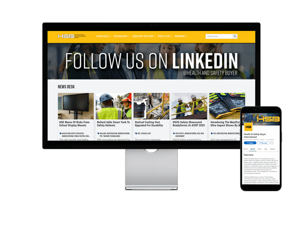 Health & Safety Buyer website screen views mockup 2025